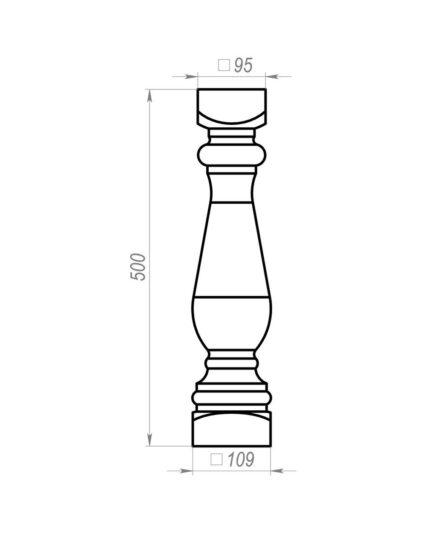 Баллюстрада BE-001 — чертёж с размерами, изделие из фибробетона